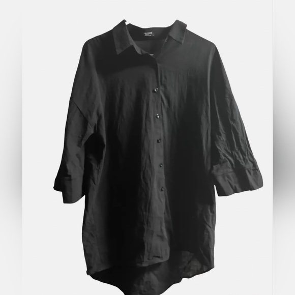 $6 If Bundled | 3/4 Linen Top | Black | Oversized Small - Picture 7 of 9